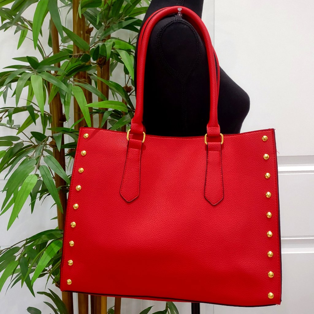 Elizabeth Arden Red Faux Leather Satchel Tote Elizabeth Arden Red Faux Leather Satchel Tote